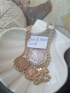 Solid 10kt Gold Twisted Rope Necklace